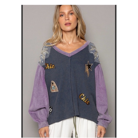 POL Glam Embroidered Patchwork Sweater - Picture 5 of 6